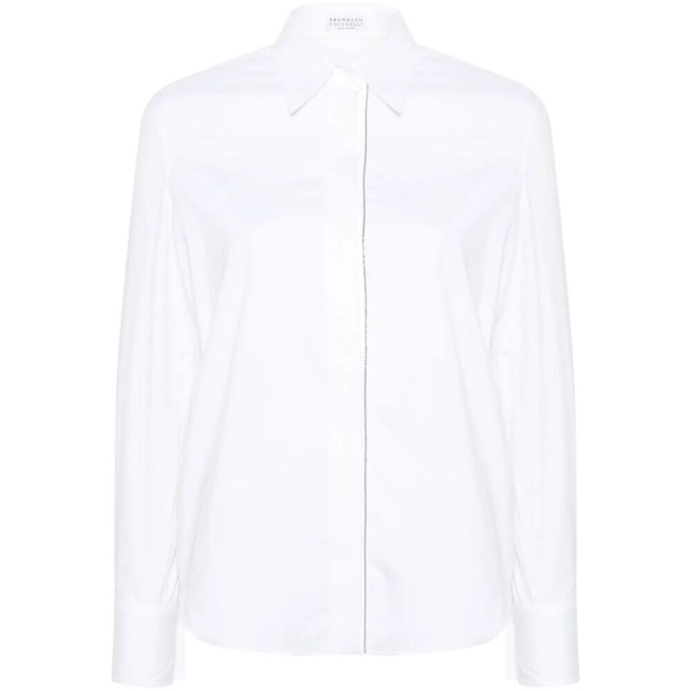 Stretch Cotton Poplin Shirt With Shiny Trim Women